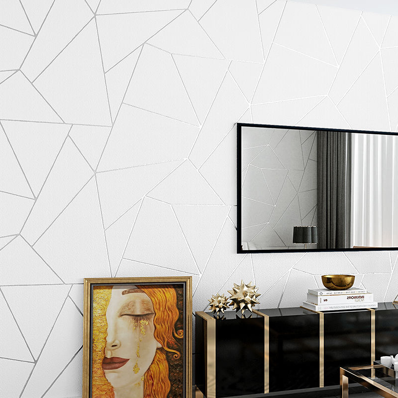 Simple personality stereoscopic 3d striped non-woven wallpaper curved diamond sofa background wall hotel bedroom wallpaper Application Scenario