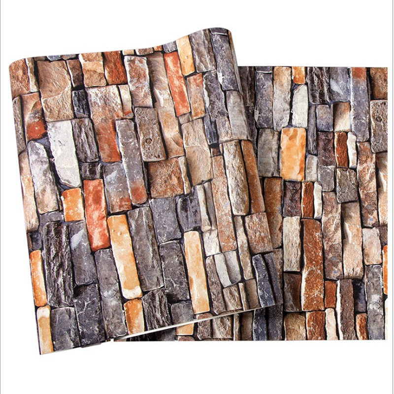Manufacturers wholesale non - self - adhesive retro 3d stereoscopic imitation brick brick wallpaper PVC engineering culture stone wallpaper Item Picture
