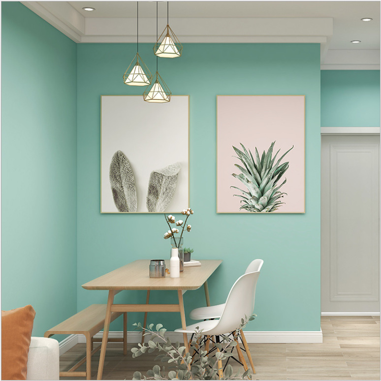 Non-self-adhesive simple non-woven solid color wallpaper plain color bedroom warm household living room background wall wallpaper shop Application Scenario