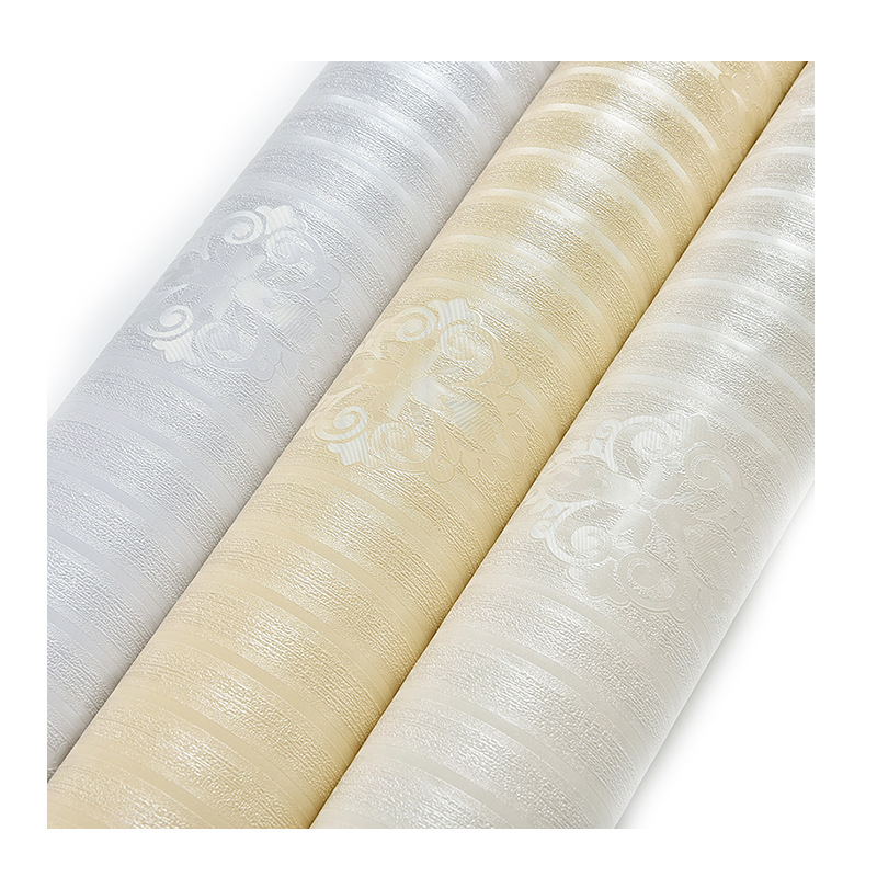 European style PVC self-adhesive wallpaper bedroom living room wallpaper 3D vertical stripes home warm TV background wall simple Item Picture