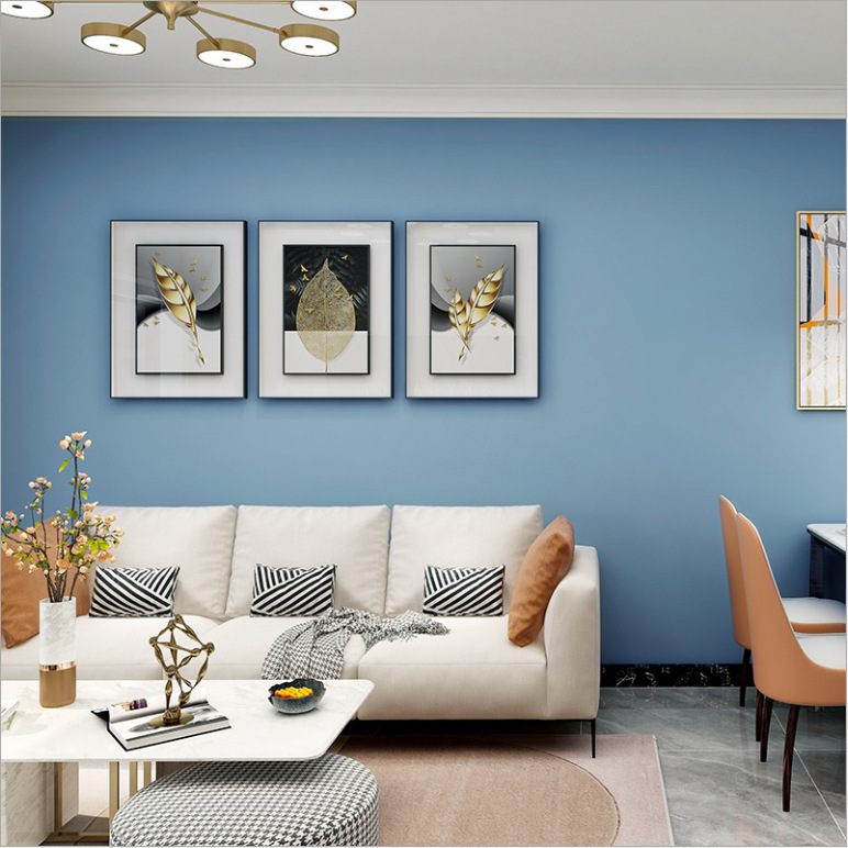 Non-self-adhesive simple non-woven solid color wallpaper plain color bedroom warm household living room background wall wallpaper shop Specification drawing