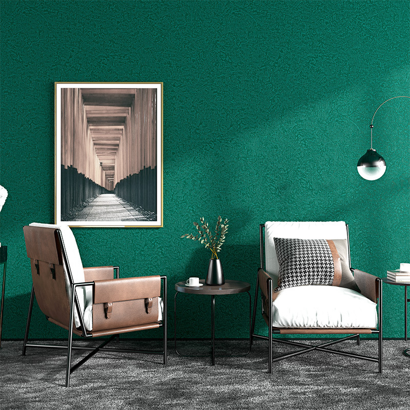 Nordic style pure pigment color green gray wallpaper household modern simple living room bedroom peacock green wallpaper Specification drawing