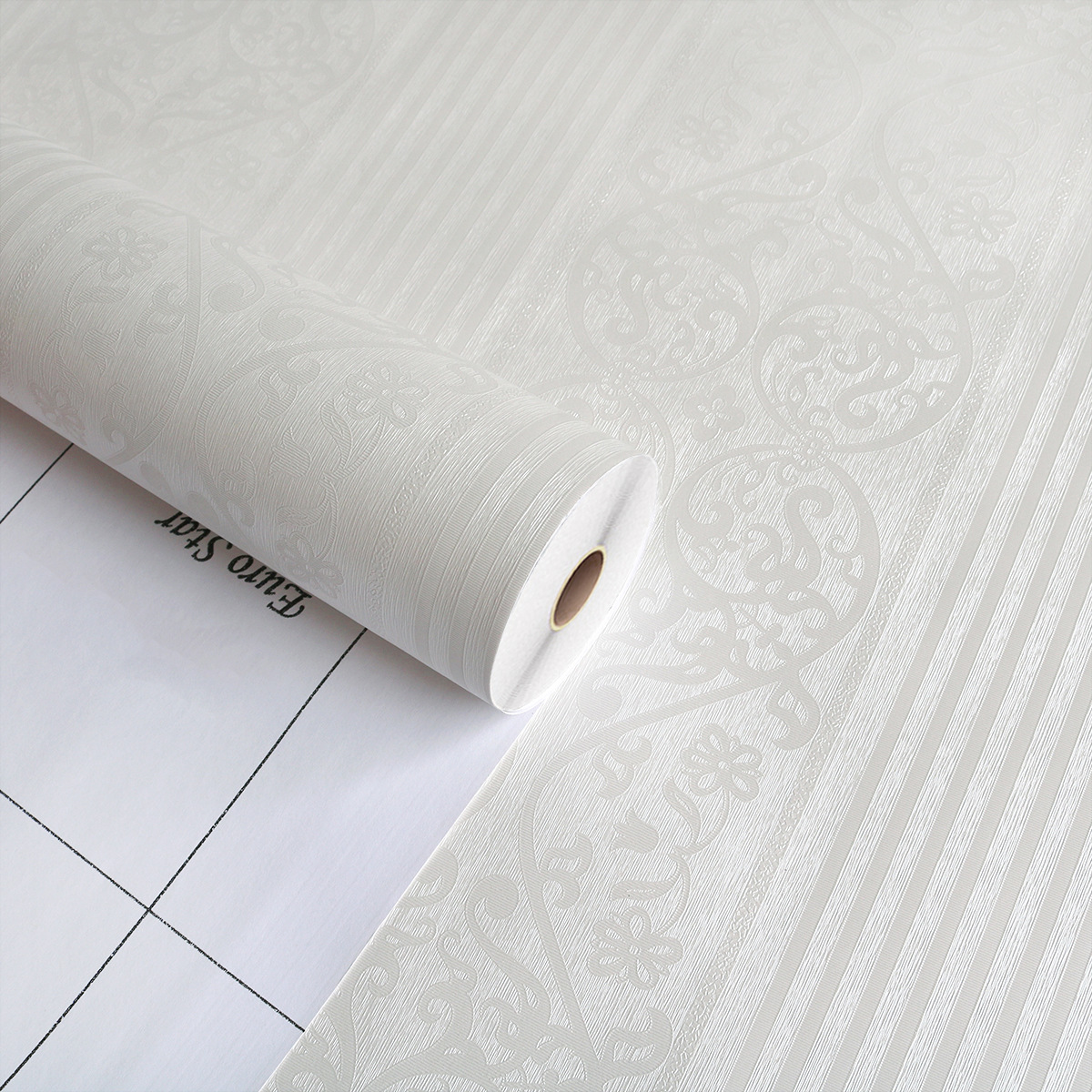 European vertical stripe self-adhesive wallpaper luxury 3D bedroom warm living room TV background wallpaper wall paste thickened PVC Specification drawing
