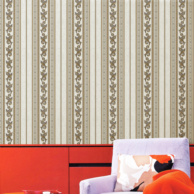 Retro simple European 3d vertical stripe wallpaper hotel hotel corridor office project decoration PVC wallpaper Specification drawing