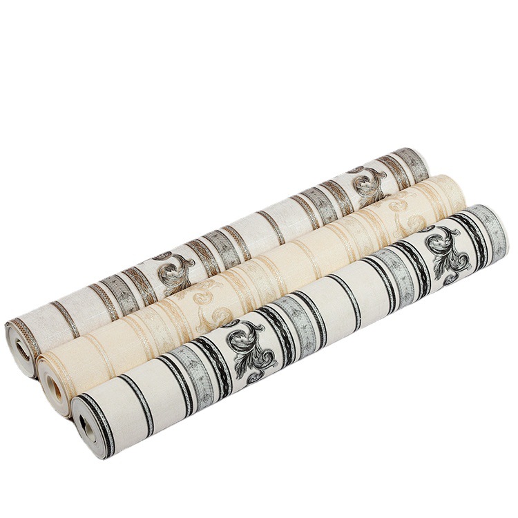 Retro simple European 3d vertical stripe wallpaper hotel hotel corridor office project decoration PVC wallpaper Item Picture