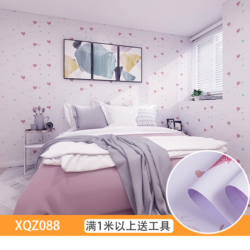 Waterproof wallpaper Self-adhesive wallpaper pink fresh and warm girls bedroom dormitory self-adhesive wallpaper drawer stickers Item Picture