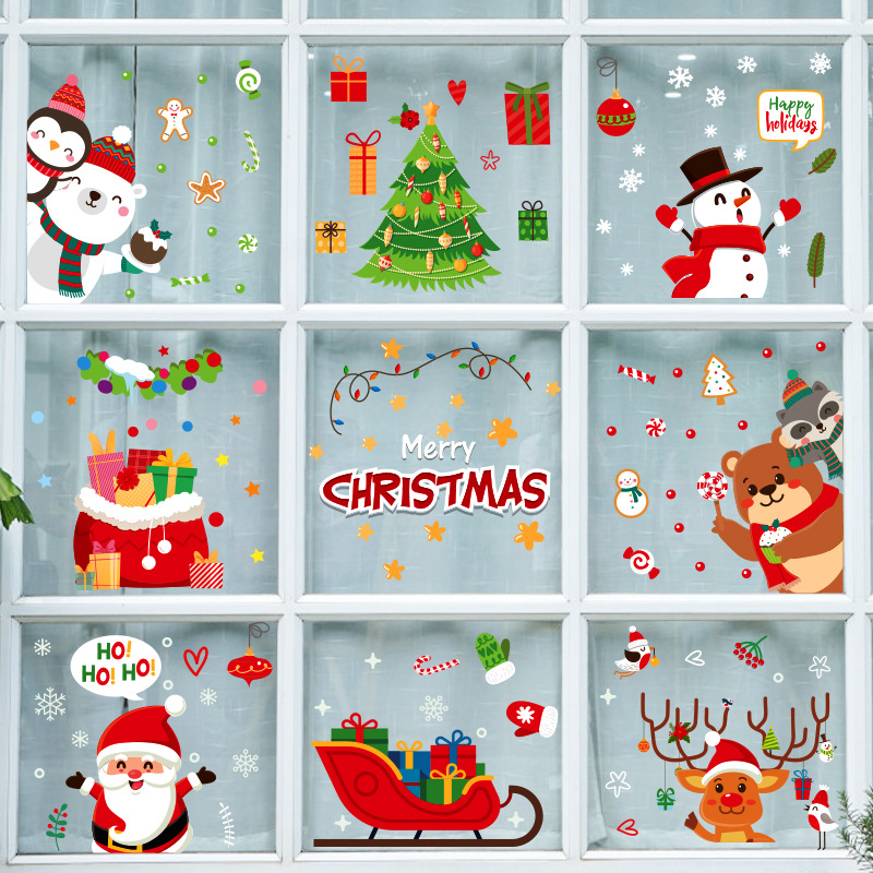 Chuanhao Amazon cross-border Christmas window static series glass stickers Christmas shopping mall glass door decoration stickers Item Picture