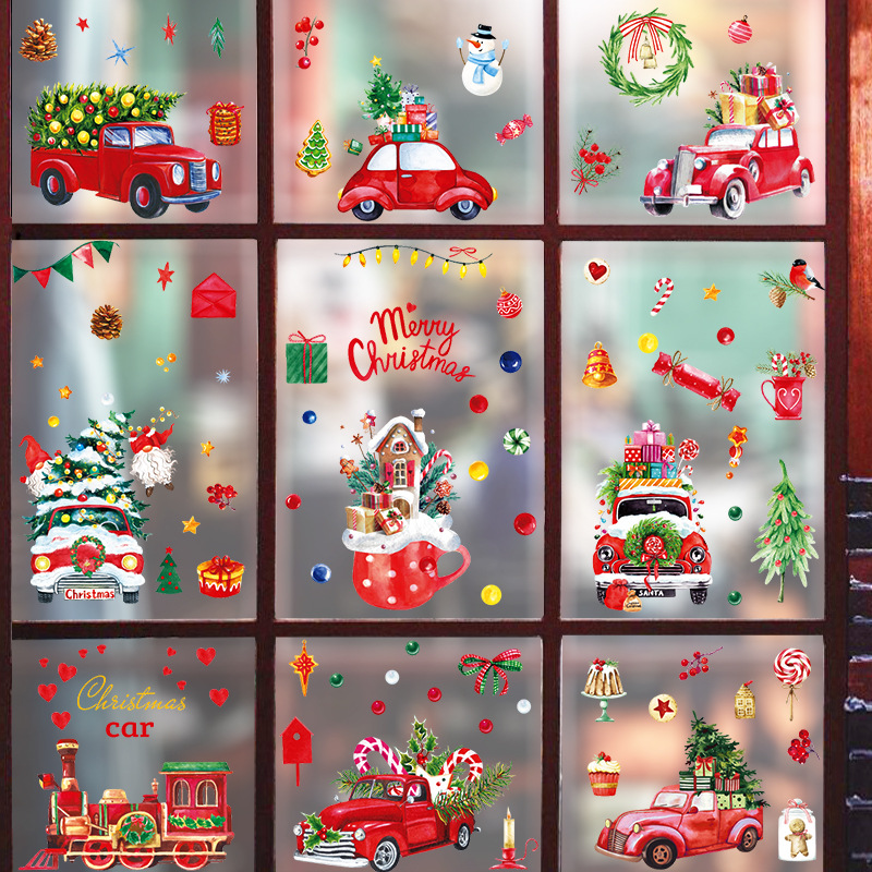 Chuanhao Amazon cross-border Christmas window static series glass stickers Christmas shopping mall glass door decoration stickers full figure