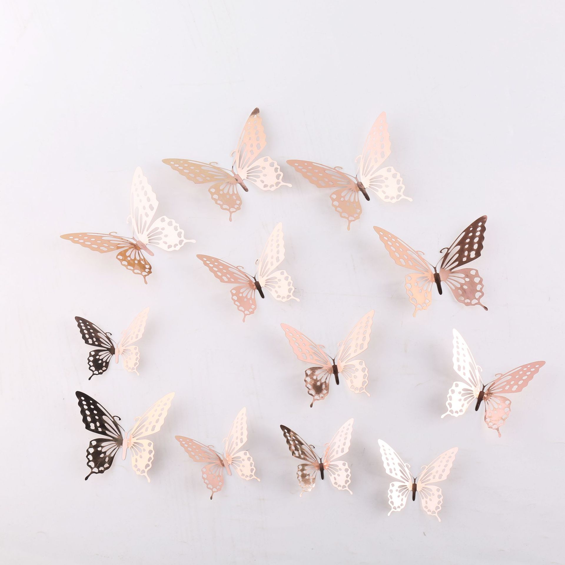 Hollowed out Butterfly 3D Hollowed out imitation metal butterfly wall decoration home living room three-dimensional butterfly decorative stickers Application Scenario