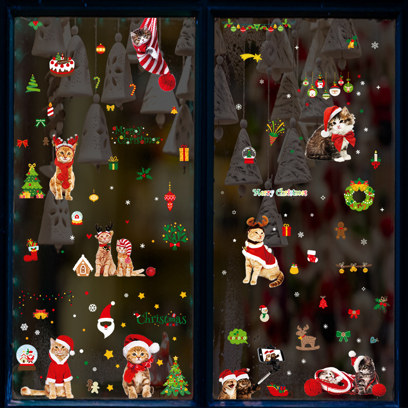 Chuanhao Amazon cross-border Christmas window static series glass stickers Christmas shopping mall glass door decoration stickers details Picture