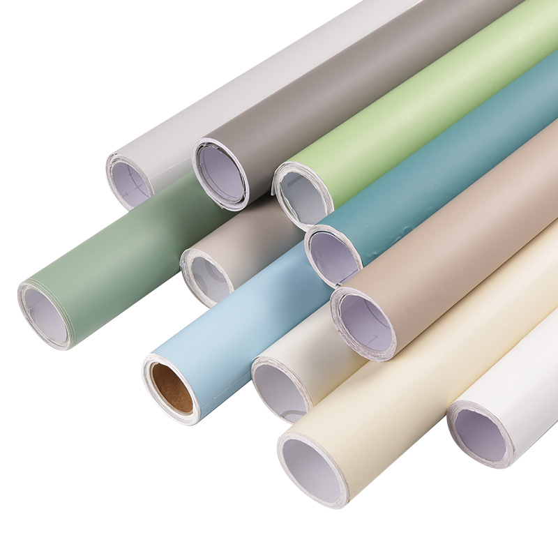 Solid color skin sense wallpaper self-adhesive furniture renovation stickers waterproof scrubbing thickened wallpaper wholesale wall paper Application Scenario
