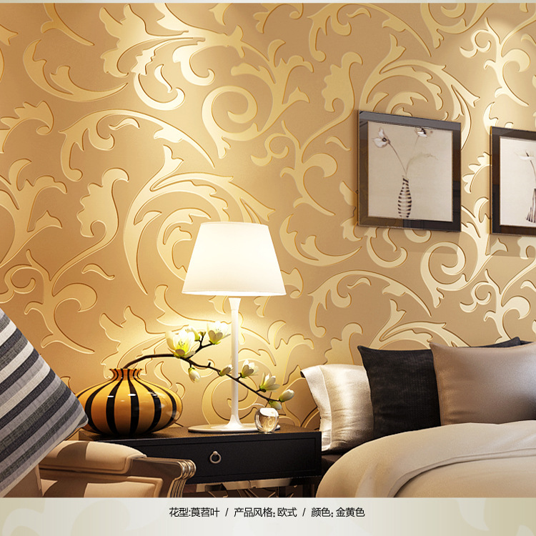 Factory wholesale simple European style 3d hooked ranunculus non-woven wallpaper bedroom full cover living room hotel wallpaper Specification drawing