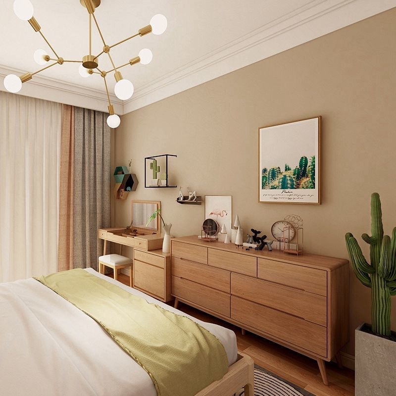 Wholesale hair solid color wallpaper non-self-adhesive non-woven bedroom warm living room hotel gray dark green wallpaper Application Scenario
