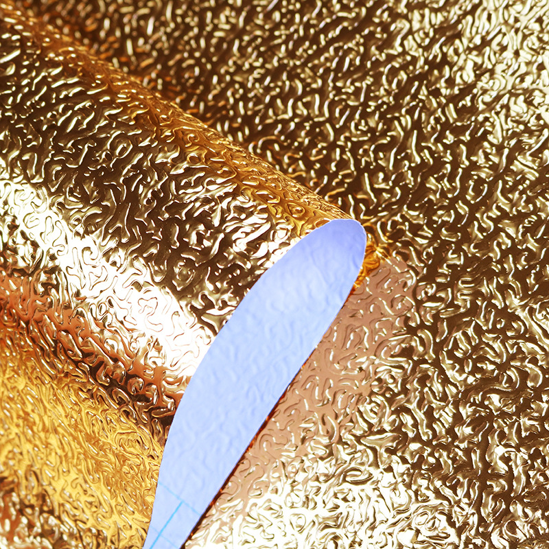 Gold aluminum foil grain oil proof stickers Kitchen stove high temperature resistant cabinets waterproof and moisture-proof self-adhesive PVC wallpaper thickened Application Scenario