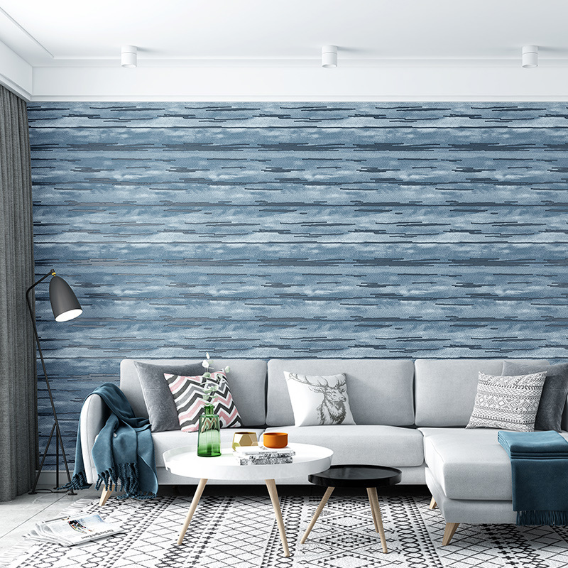 Thickened 3d three-dimensional deerskin velvet wallpaper wide stripes bedroom warm bedside background wall TV wall paper horizontal stickers Specification drawing