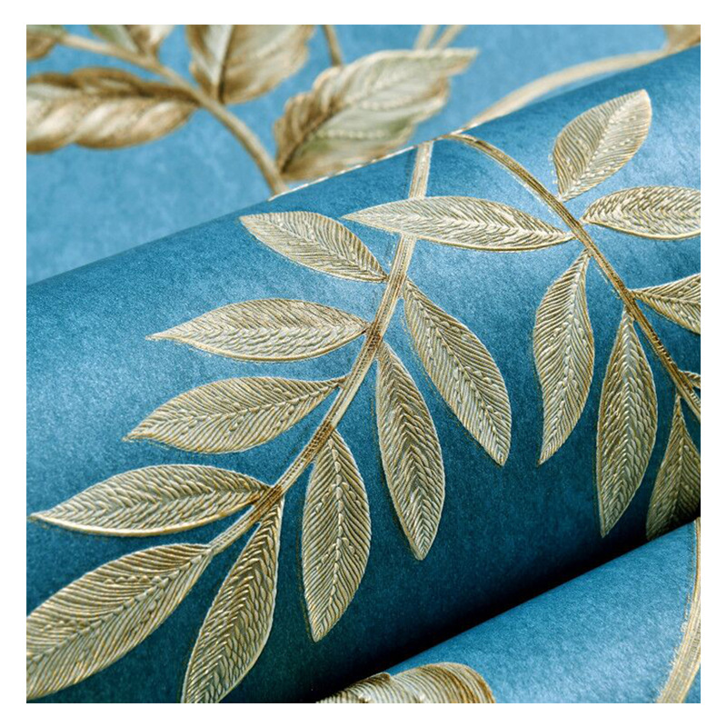 Simple European fine pressed non-woven wallpaper warm bedroom 3D stereo living room TV background wall paper household Item Picture