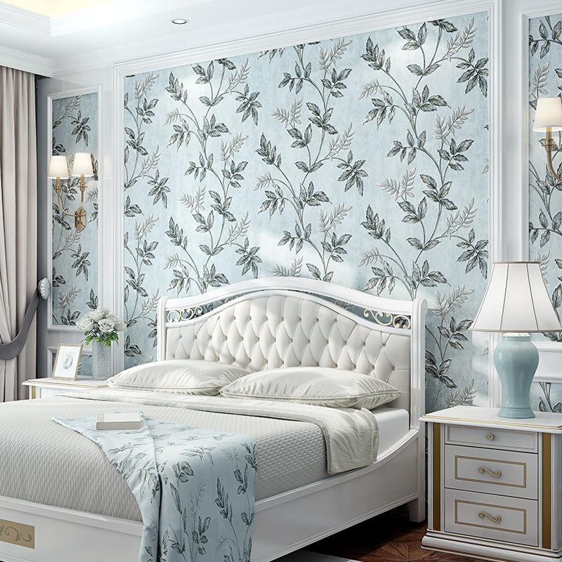 Simple European fine pressed non-woven wallpaper warm bedroom 3D stereo living room TV background wall paper household Specification drawing