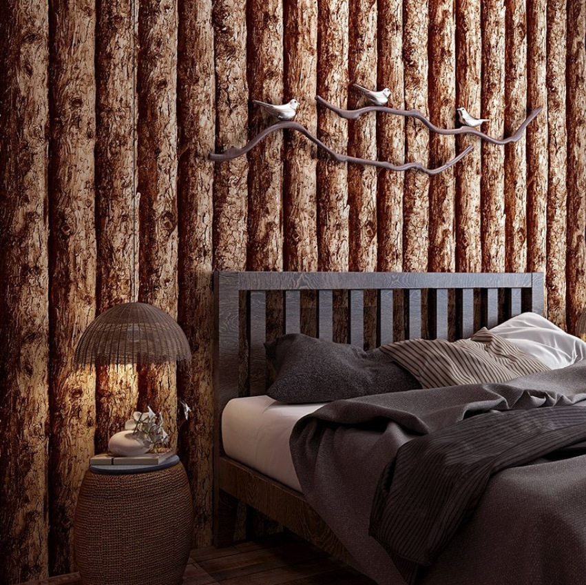 3d three-dimensional retro imitation wood wallpaper clothing store solid wood wood color simulation bark wood wallpaper homestayers Specification drawing