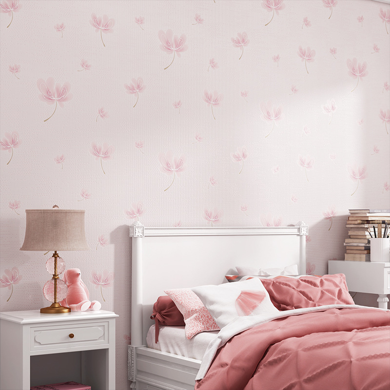 Wholesale self-pasted wallpaper home Korean style pastoral 3d non-woven self-pasted paper living room bedroom warm background wallpaper Specification drawing