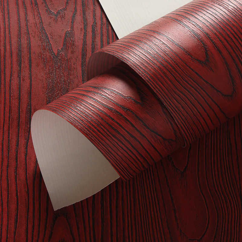 Chinese style 3d wood grain wallpaper wood color mahogany color hotel restaurant box hotel bedside background wall PVC wallpaper Specification drawing