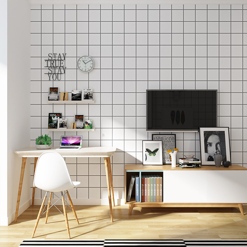 Self-adhesive wallpaper pure color ink green non-woven living room TV wall bedroom bedside background wall self-adhesive wallpaper renovation Specification drawing