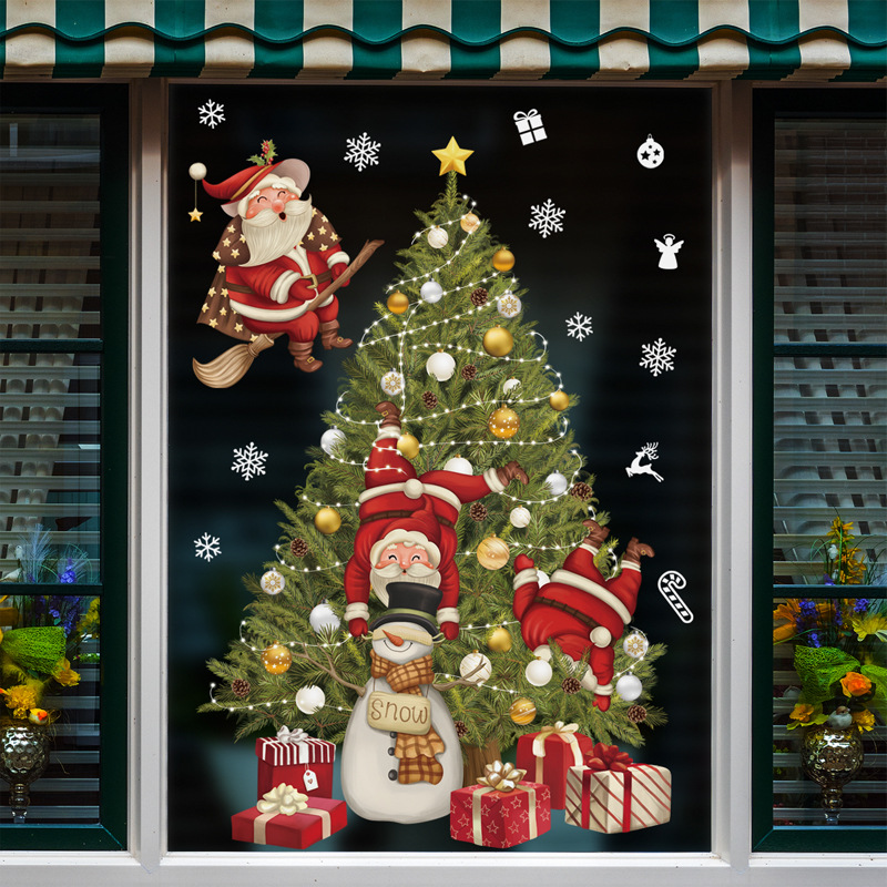 Christmas gifts Santa Claus 2023 New Year stickers window decoration Stickers Painting Elk Snowflake glass wall stickers Specification drawing