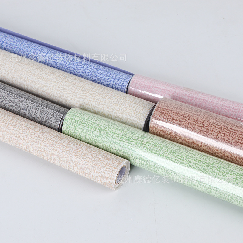 Simulation Japanese linen pure color tape adhesive wallpaper living room bedroom hotel restaurant pvc wallpaper waterproof simple modern Specification drawing