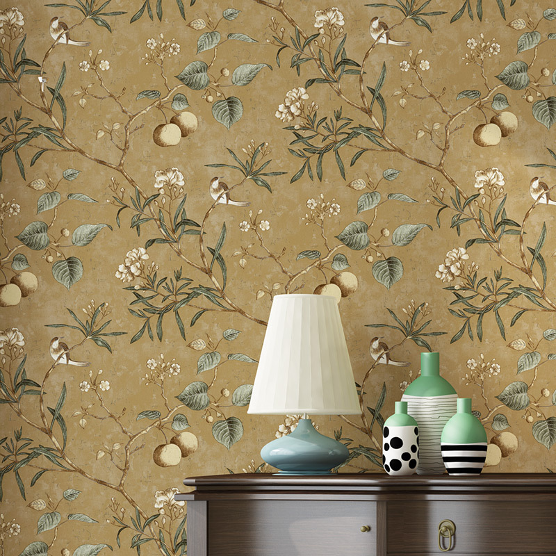 American country vertical stripe retro blue wallpaper non-woven bedroom warm living room TV background wall wallpaper Application Scenario