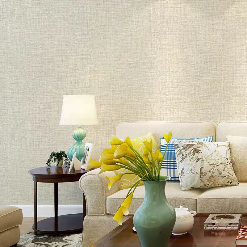 Wholesale thickened linen wall cloth seamless home decoration engineering wall cloth non-woven bedroom plain solid color light luxury wallpaper manufacturers Application Scenario
