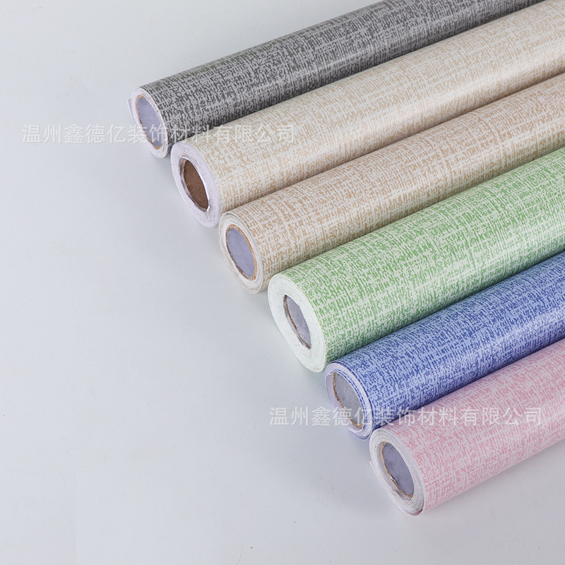 Simulation Japanese linen pure color tape adhesive wallpaper living room bedroom hotel restaurant pvc wallpaper waterproof simple modern Application Scenario