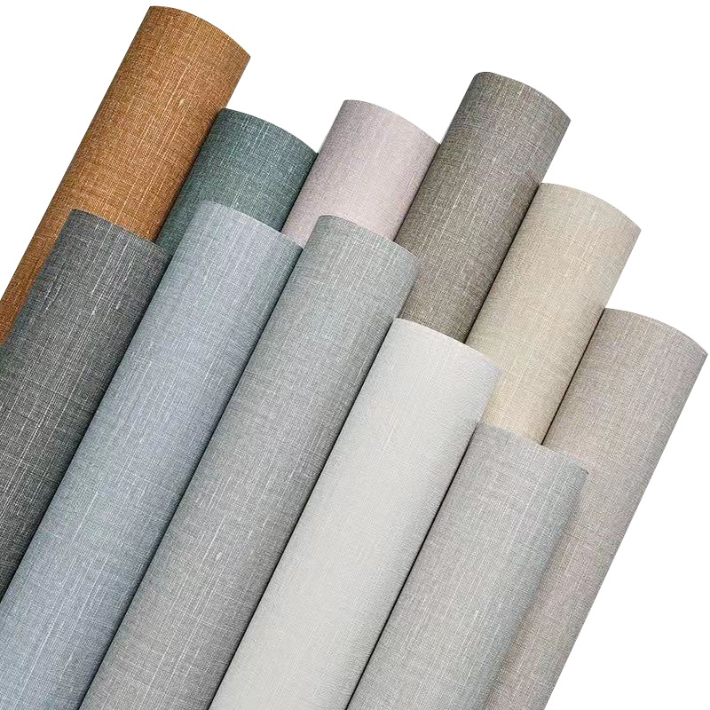 Wholesale thickened linen wall cloth seamless home decoration engineering wall cloth non-woven bedroom plain solid color light luxury wallpaper manufacturers Item Picture