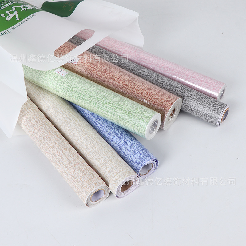 Simulation Japanese linen pure color tape adhesive wallpaper living room bedroom hotel restaurant pvc wallpaper waterproof simple modern details Picture