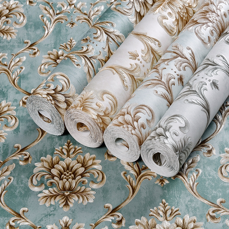 Self-adhesive wallpaper bedroom warm European pastoral 3d non-woven fine pressed living room sofa background wall self-adhesive wallpaper details Picture