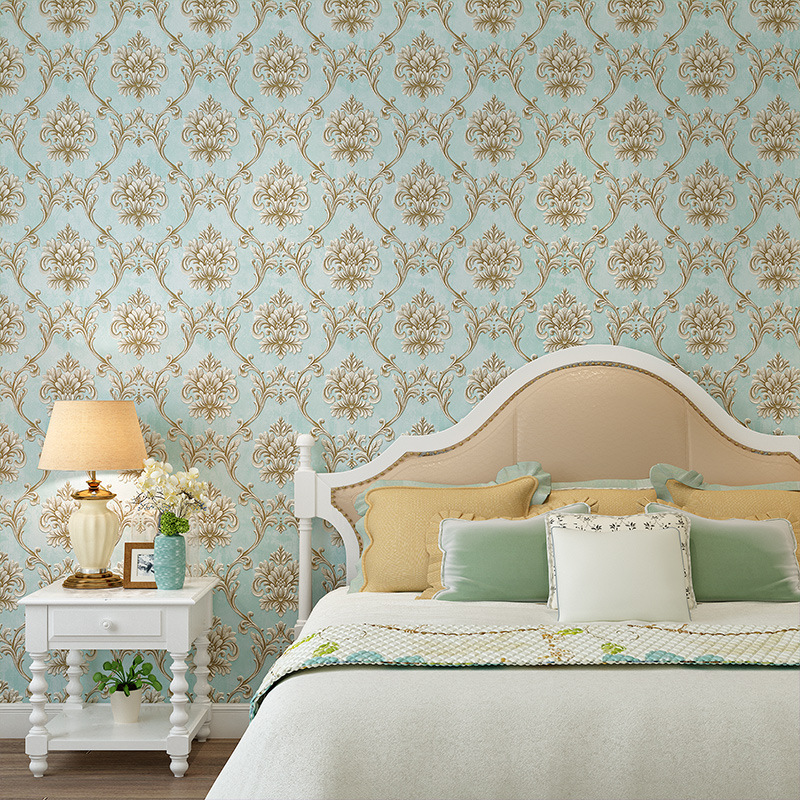Self-adhesive wallpaper bedroom warm European pastoral 3d non-woven fine pressed living room sofa background wall self-adhesive wallpaper Application Scenario
