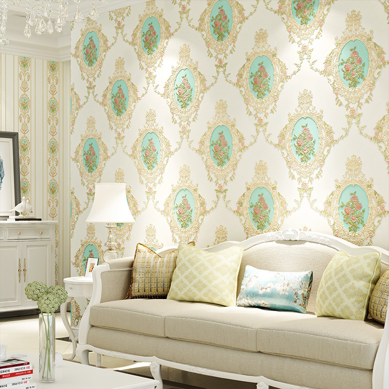 Self-adhesive wallpaper non-woven European pastoral 3d stereo wallpaper bedroom bedside living room background wall paper household Specification drawing