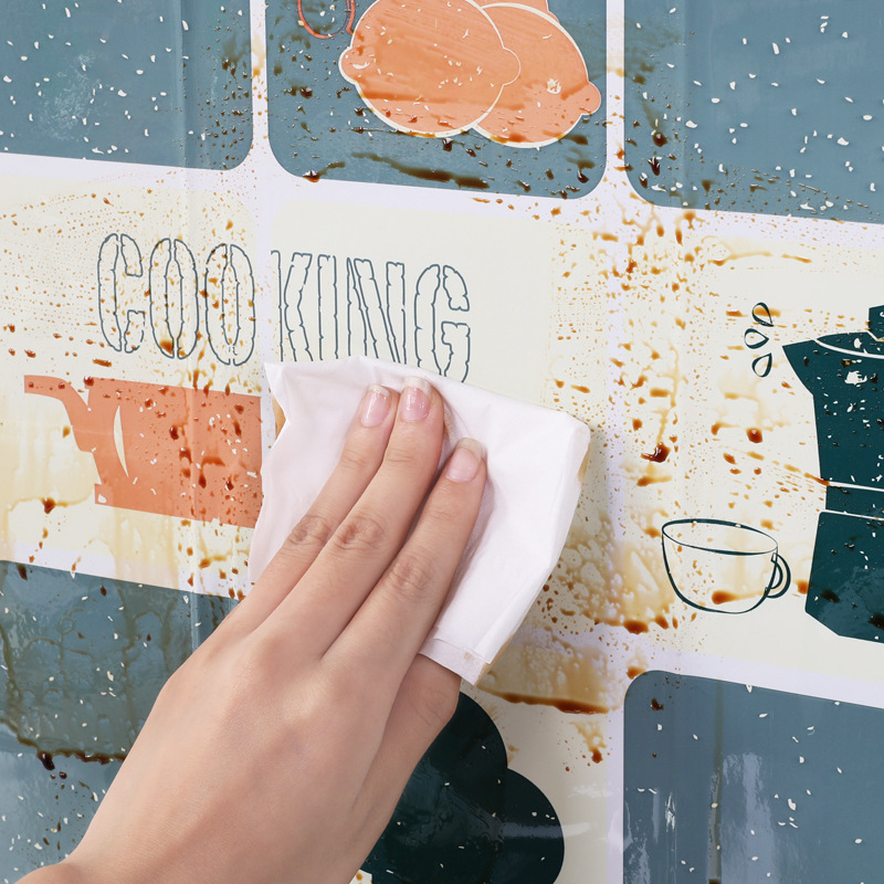 Wholesale kitchen oil proof stickers high temperature oil smoke proof paper stickers decoration wall stickers aluminum foil tile cabinet stickers Specification drawing