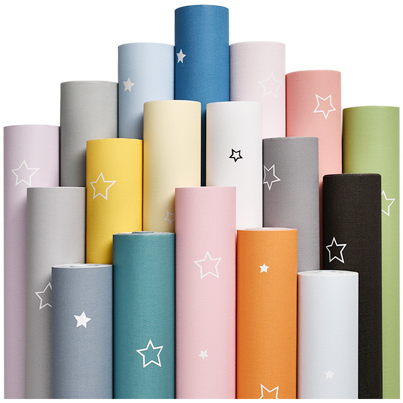 Simple wallpaper self-adhesive plain color solid color pvc stickers warm bedroom living room wallpaper dormitory decoration wall stickers antifouling Item Picture
