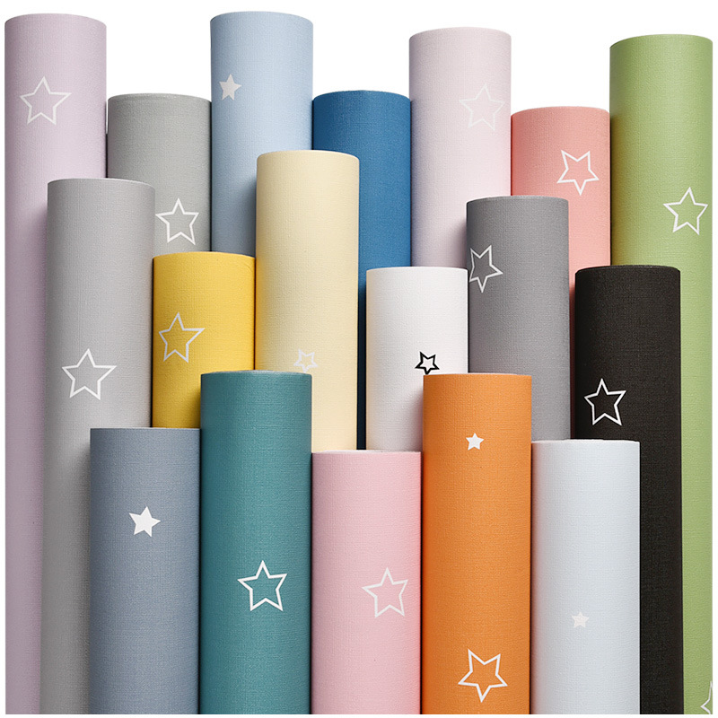 Simple wallpaper self-adhesive plain color solid color pvc stickers warm bedroom living room wallpaper dormitory decoration wall stickers antifouling full figure