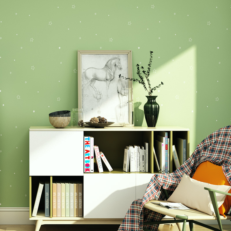 Simple wallpaper self-adhesive plain color solid color pvc stickers warm bedroom living room wallpaper dormitory decoration wall stickers antifouling details Picture