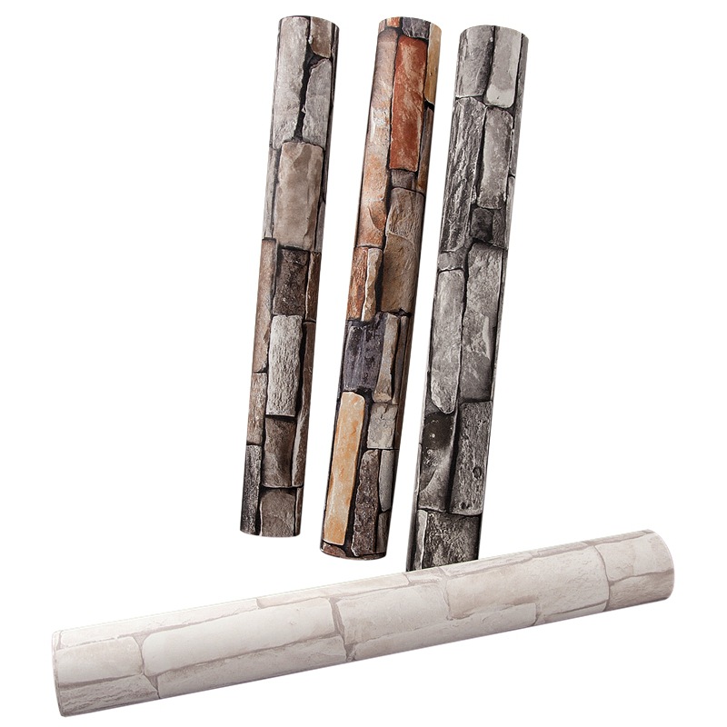 Wholesale retro nostalgia 3D three-dimensional brick wallpaper imitation culture stone clothing store hotel PVC project brick wallpaper Item Picture