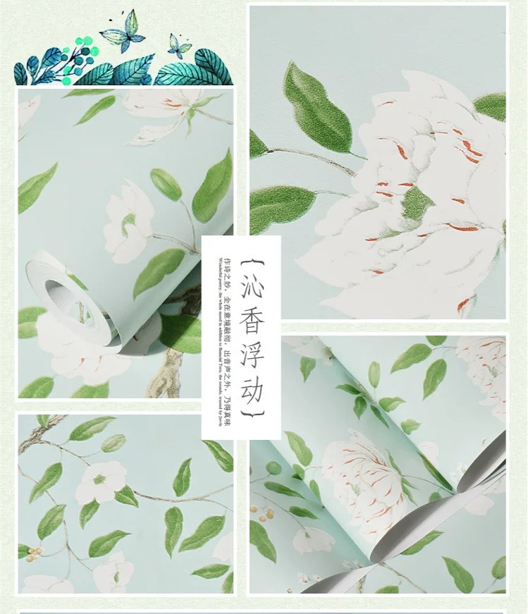 Foreign trade batch American country wallpaper living room sofa TV background wall bedroom small fresh pastoral bedside wallpaper Application Scenario