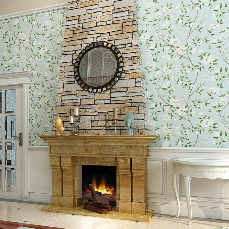 Foreign trade batch American country wallpaper living room sofa TV background wall bedroom small fresh pastoral bedside wallpaper Specification drawing