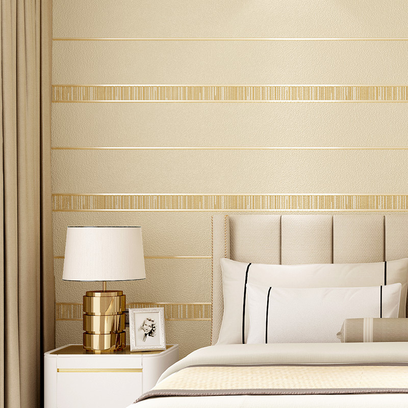 European bedroom warm wallpaper 3D three-dimensional branch striped deerskin velvet wallpaper simple living room TV background wallpaper Application Scenario