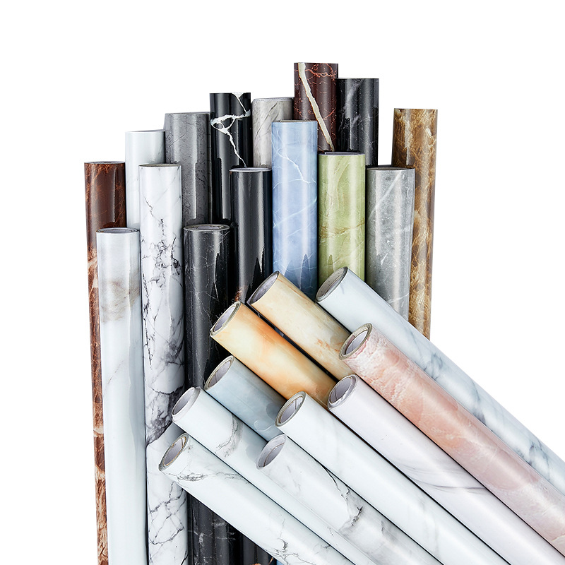 Kitchen sticker waterproof and oil proof fire thickened marble wallpaper wall moisture-proof lampblack wall paste self-adhesive wholesale Item Picture