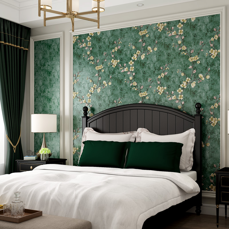 Self-adhesive retro 3d fine pressed non-woven wallpaper bedroom warm living room plain pattern AB version refurbished self-adhesive wallpaper full figure