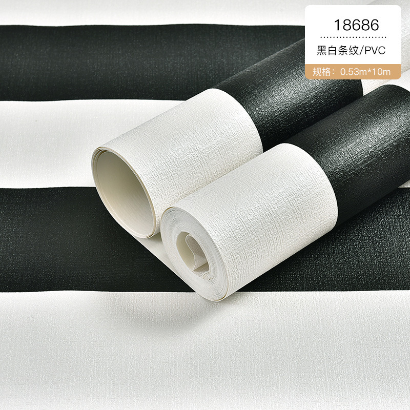 Modern simple black and white striped wallpaper wide striped living room bedroom children's room dining hall corridor hotel background wallpaper Item Picture