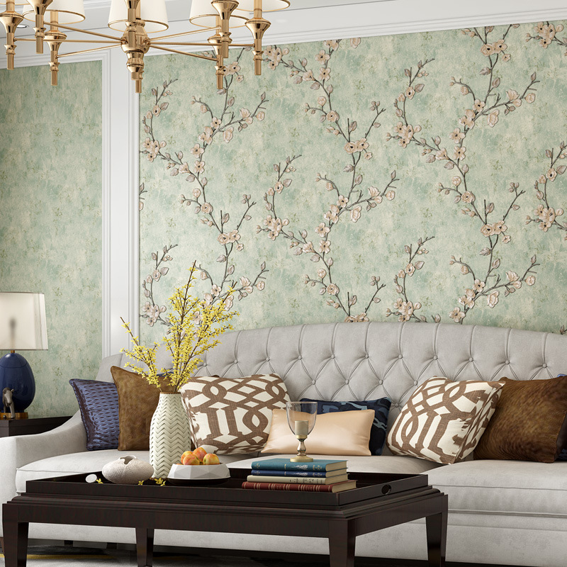 Self-adhesive retro 3d fine pressed non-woven wallpaper bedroom warm living room plain pattern AB version refurbished self-adhesive wallpaper details Picture