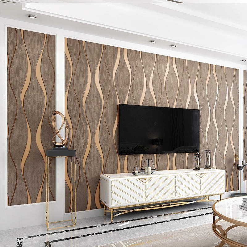 Striped 3d non-woven wallpaper brush glue bedroom warm living room background wall household shop engineering non-self-adhesive wallpaper Specification drawing