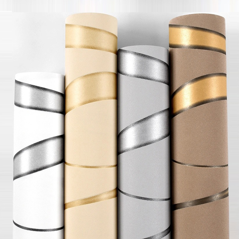 Striped 3d non-woven wallpaper brush glue bedroom warm living room background wall household shop engineering non-self-adhesive wallpaper full figure