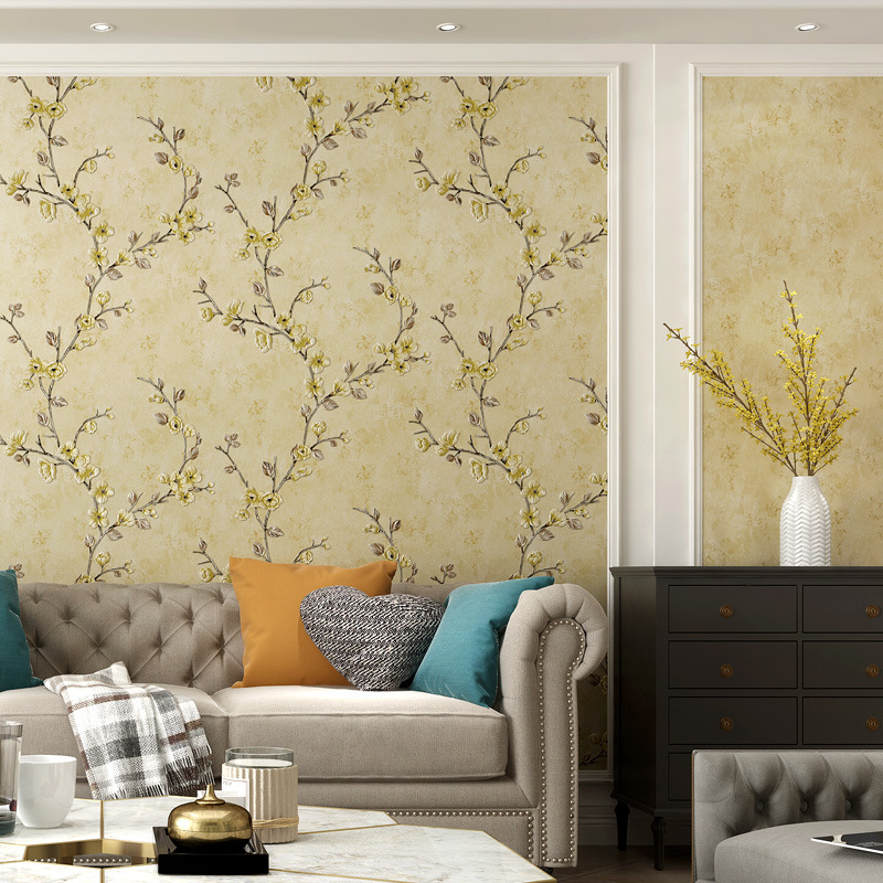 Self-adhesive retro 3d fine pressed non-woven wallpaper bedroom warm living room plain pattern AB version refurbished self-adhesive wallpaper Specification drawing